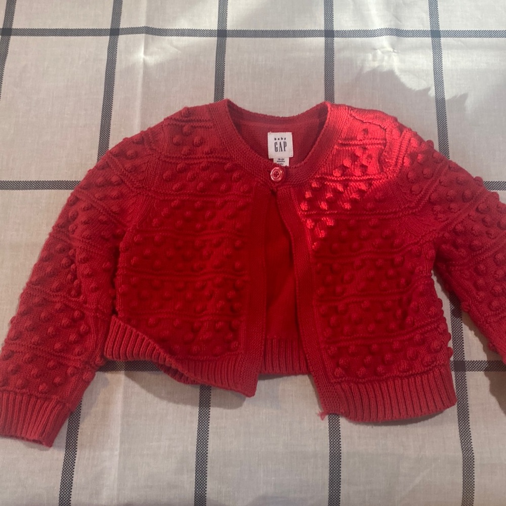 Red sweater cardigan